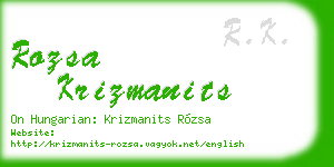 rozsa krizmanits business card